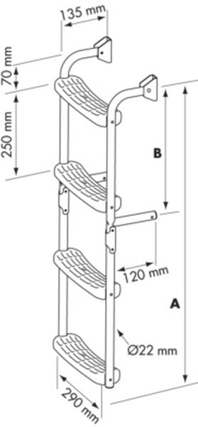 Plastimo Stainless Steel Folding Ladder 90 degree Crook