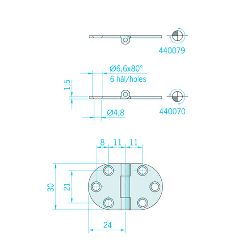 Folding Table hinge Chrome 24 x 24 x 30
