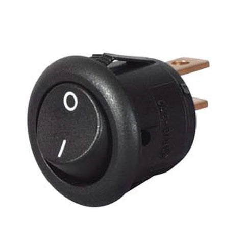 Furneaux Riddall Mini Round Rocker Switch with 4.8mm Blade Terminals.
