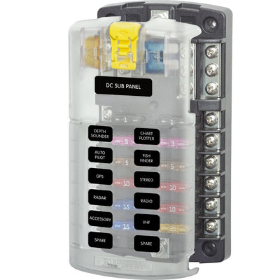 Blue Sea Systems ST Blade Fuse Block - 12 Circuits with Negative Bus and Cover
