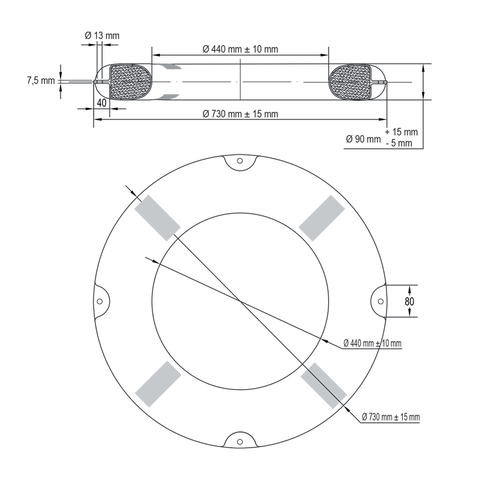 LALIZAS Lifebuoy Ring SOLAS, with Retroreflective Tape