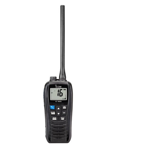 Icom M25 Floating Handheld VHF Radio Micro USB Charging Port. Black