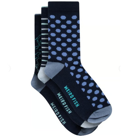 Weird Fish Parade 3pk Ladies Socks
