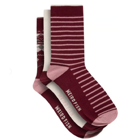 Weird Fish Parade 3pk Ladies Socks