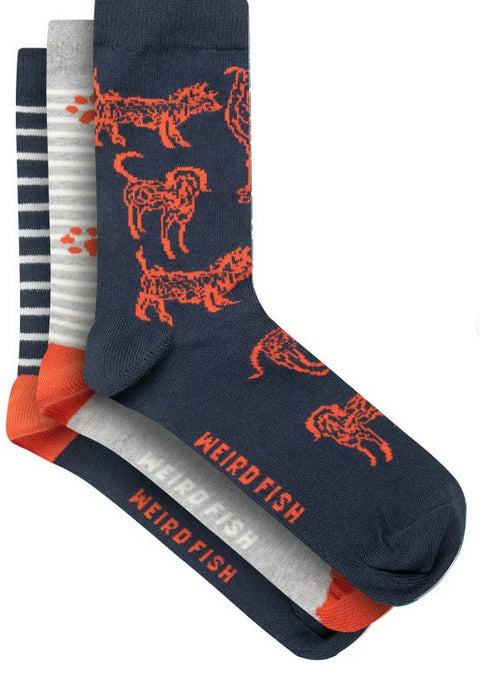 Weird Fish Parade 3pk Ladies Socks