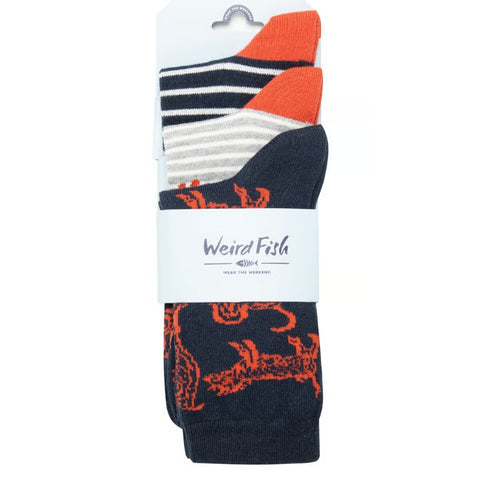 Weird Fish Parade 3pk Ladies Socks