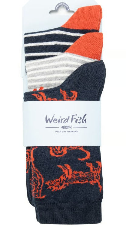 Weird Fish Parade 3pk Ladies Socks