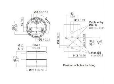 Aqua Signal S34 LED All Round Red 12/24, Black