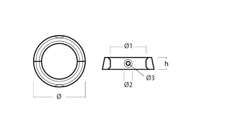 Volvo Penta collar for folding propeller Zinc