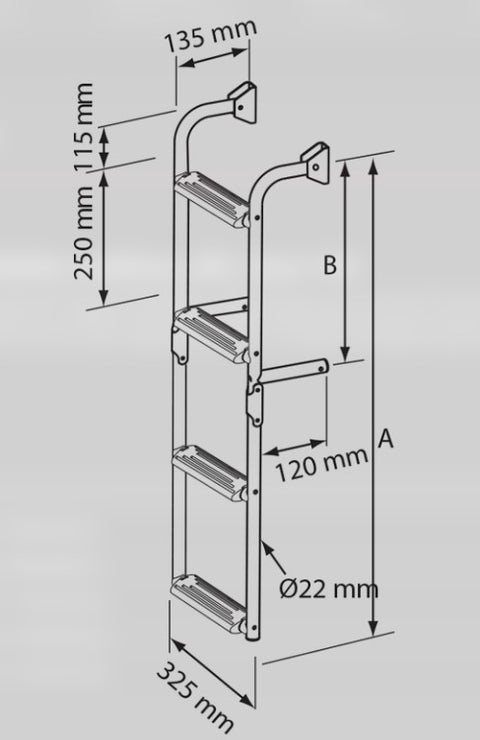 Stainless Steel Boarding Ladder 3+3 90 degree
