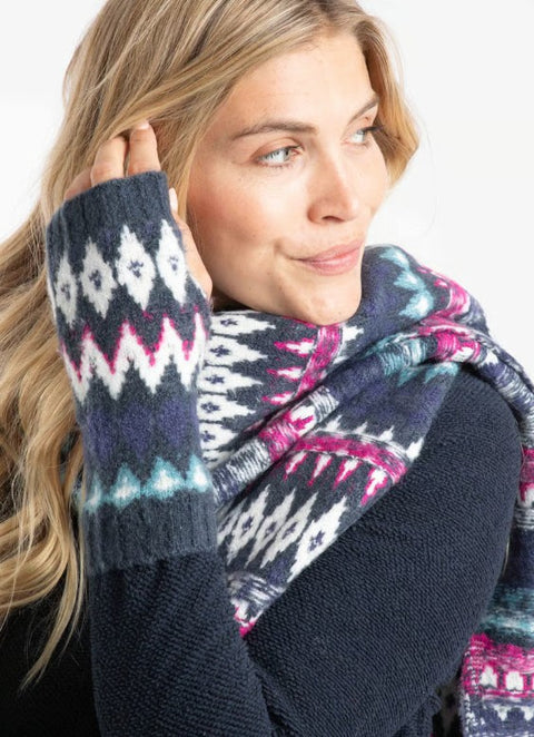 Shutt Fair Isle Wrist Warmers Navy
