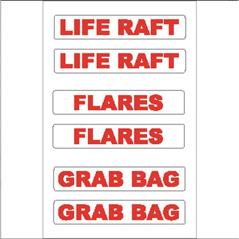 Boat Stickers, Life Raft/Flares/Grab Bag
