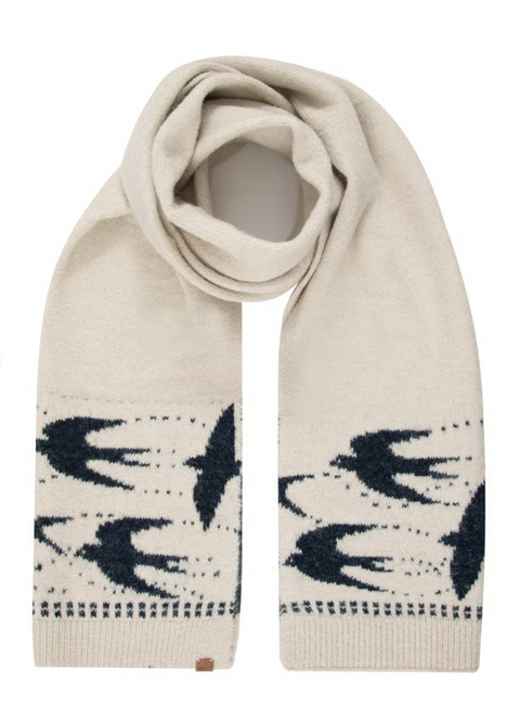 Weird Fish Thessaly Bird Fair Isle Scarf Ecru