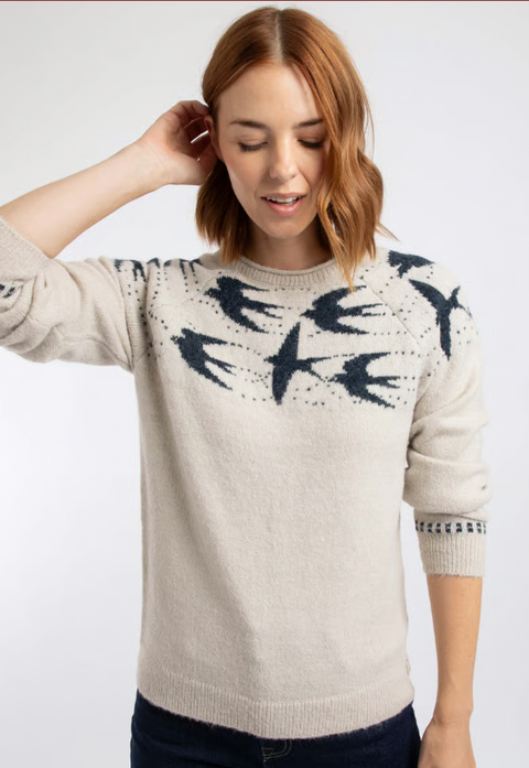 Weird Fish Women's Swallows Intarsia Fair Isle Jumper
