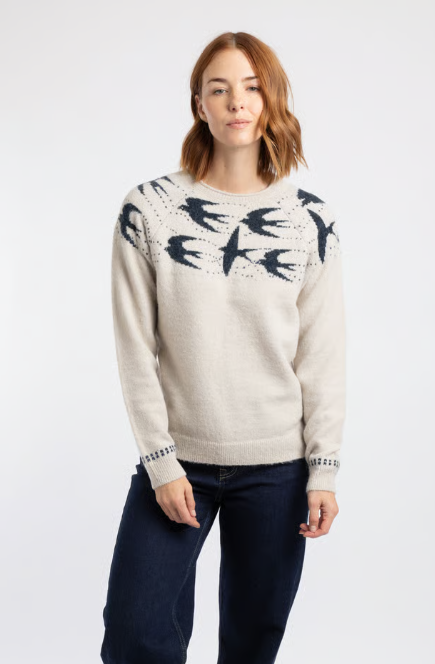 Weird Fish Women's Swallows Intarsia Fair Isle Jumper