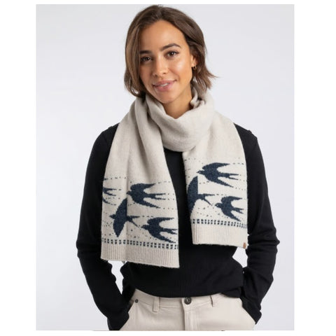 Weird Fish Thessaly Bird Fair Isle Scarf Ecru