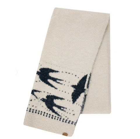 Weird Fish Thessaly Bird Fair Isle Scarf Ecru