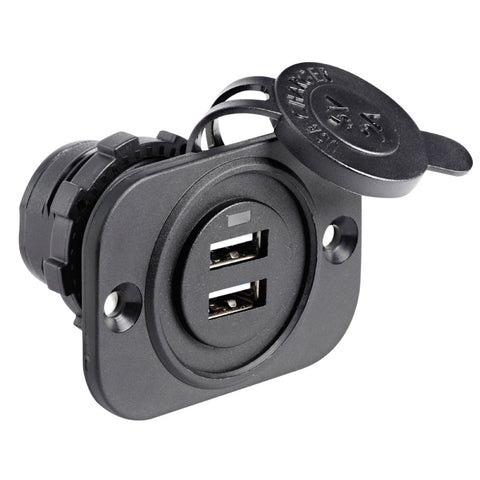 Osculati USB socket made of nylon and fit with protection cap to make them waterproof. 12-24V input, 5V USB output.