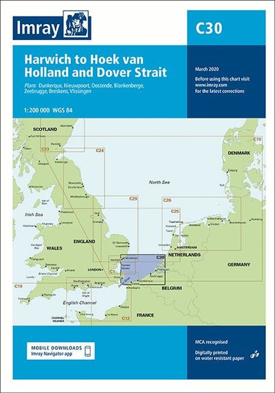 Imray C30 Chart - Harwich to Hoek van Holland and Dover Strait