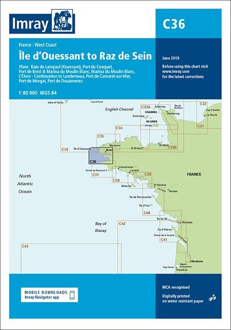 Imray C36  Chart - Ile d'Ouessant to Raz de Seine