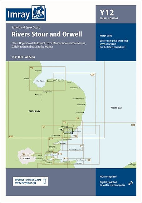 Imray Y12 Chart - Rivers Stour and Orwell