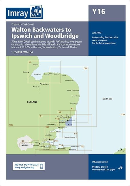 Imray Y16 Chart - Walton Backwaters to Ipswich and Woodbridge