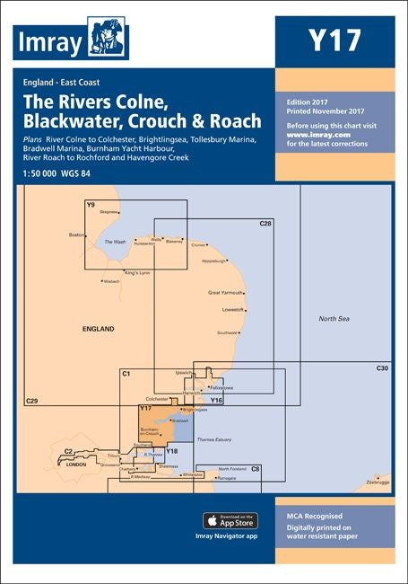 Imray Y17 Chart - The Rivers Colne, Blackwater, Crouch and Roach