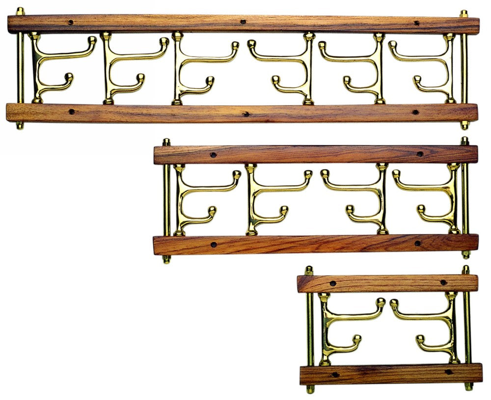 Nauticalia Hardwood Brass Folding Ships Coat Hooks - Main Image