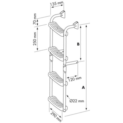 Plastimo5StainlessSteelFoldingladder90degreecrookrange55699tp7000technicaldiagram1