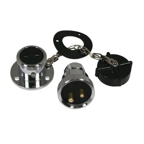 Chrome 2 Pin Plug and Socket Max 5 Amp 42mm