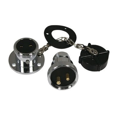 Chrome 2 Pin Plug and Socket Max 5 Amp 42mm