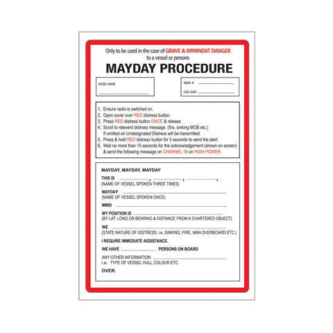 Mayday Procedure Sticker