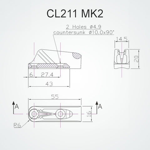 Clamcleat CL211 Mk2AN Racing Junior Cleat 3-6mm